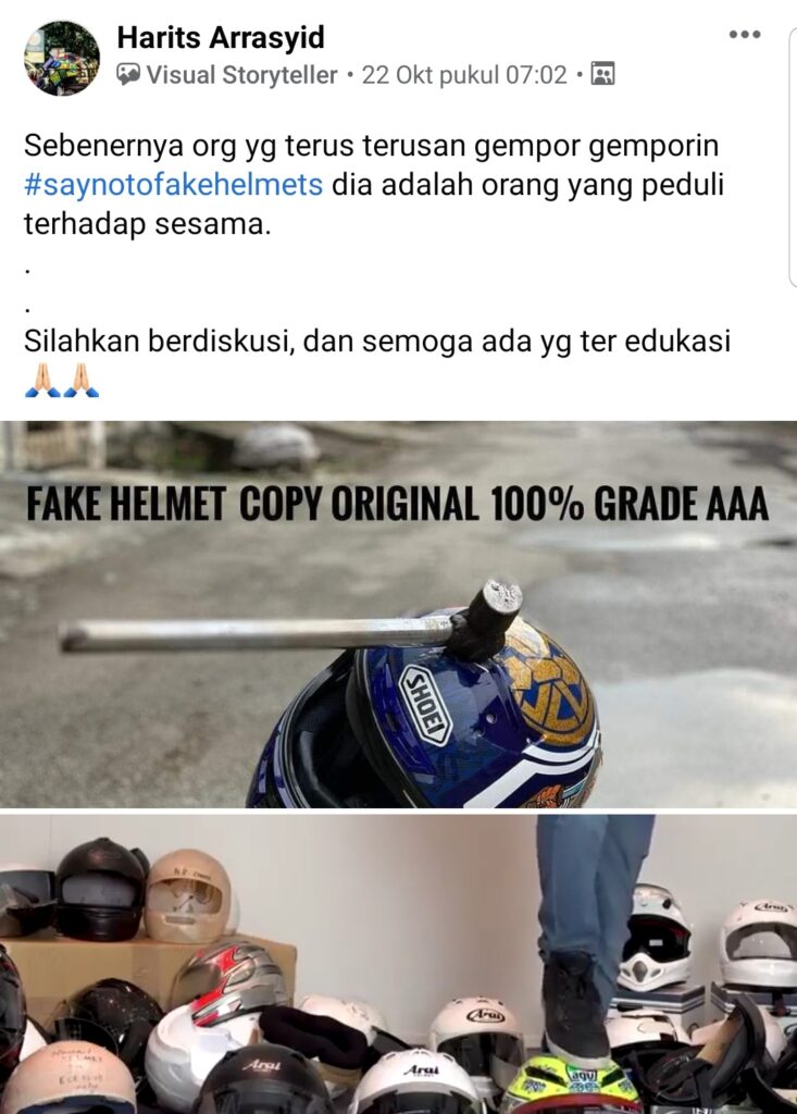 Say no to fake helmet