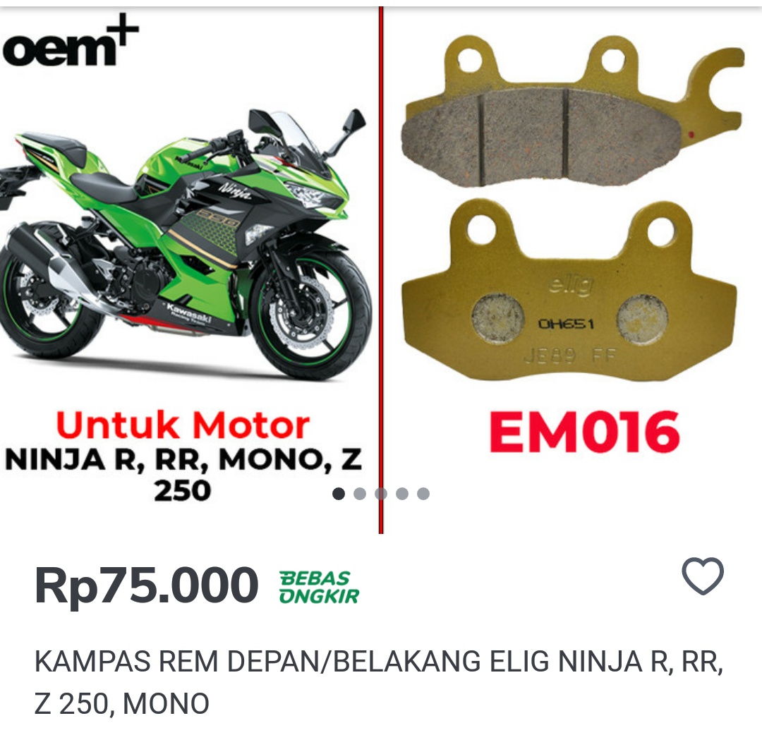 Kampas rem Elig Premium Standar Ninja 250