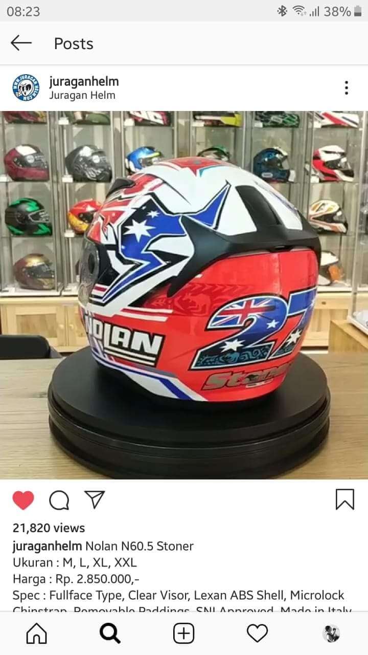 Postingan asli toko juragan helm di instagram