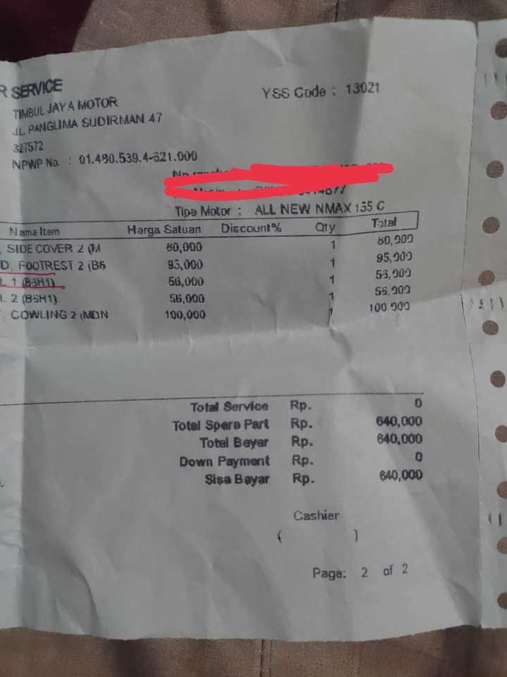 Total biaya ganti sparepart yamaha nmax
